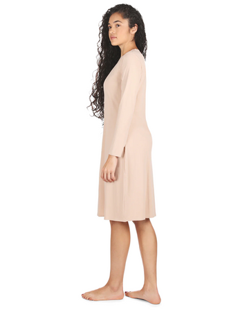 Me Moi CSP503-42 Nude Bonded Long Sleeve Shell Dress 42" myselflingerie.com